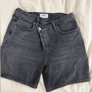 AGOLDE High Waist Criss Cross Short Black Denim